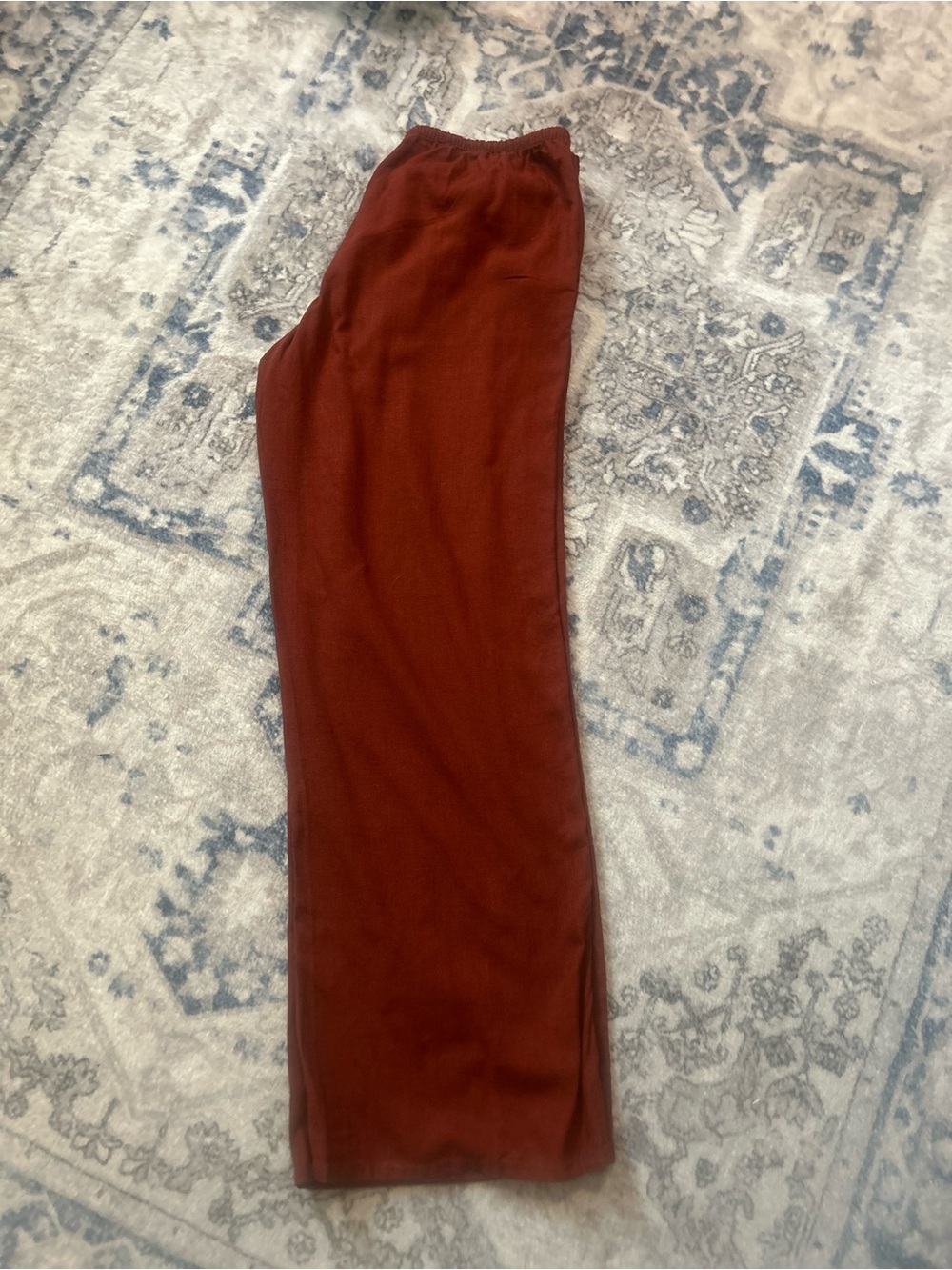 Divided Relaxed Drawstring Pants - Rust - Picture 6 of 8
